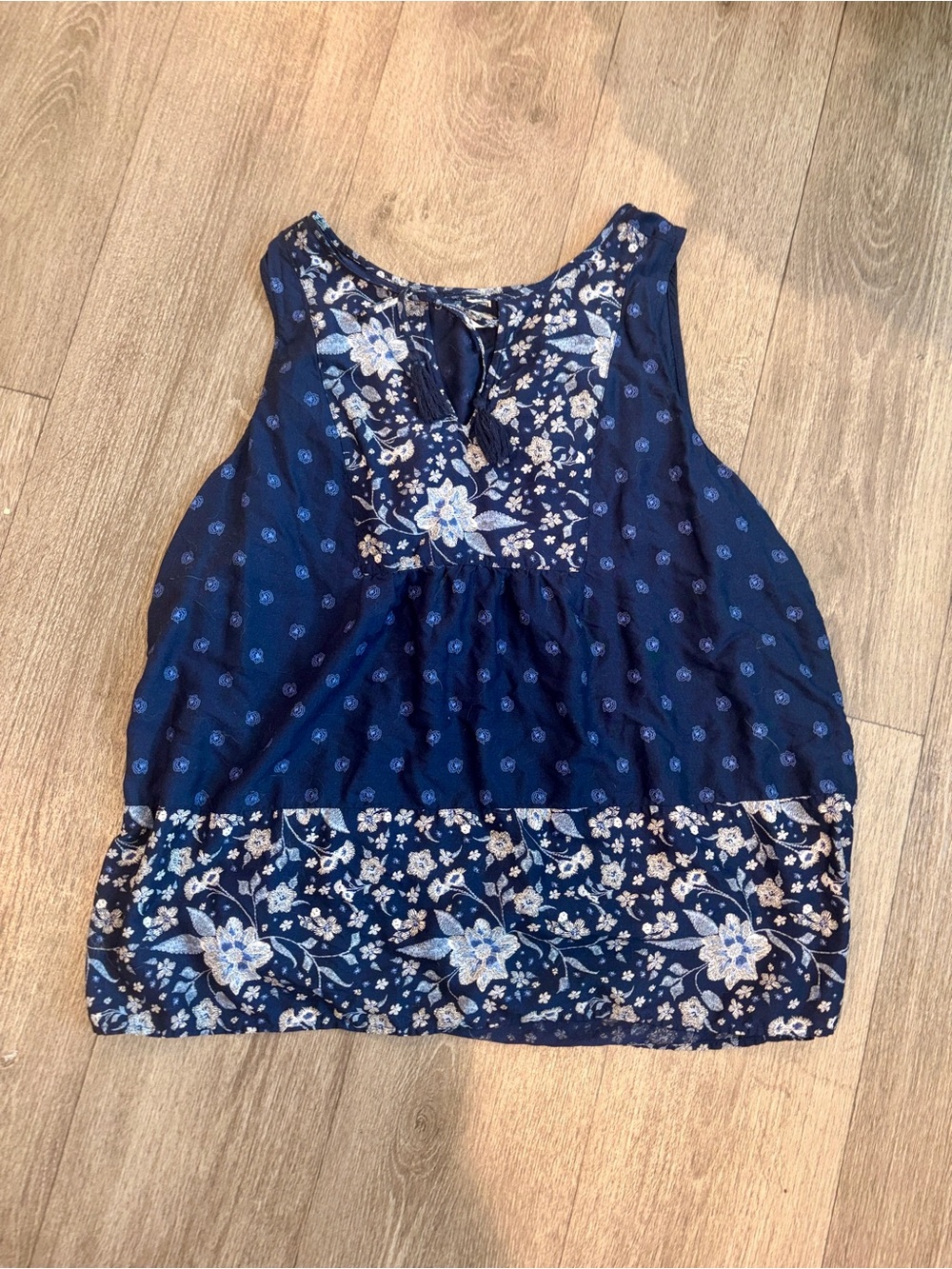 Old Navy Navy Blue Floral Tank Top